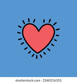 Cute heart.Vector illustration in doodle style.