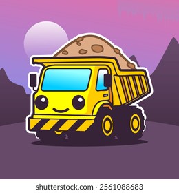 Cute heavy equipment flat cartoon