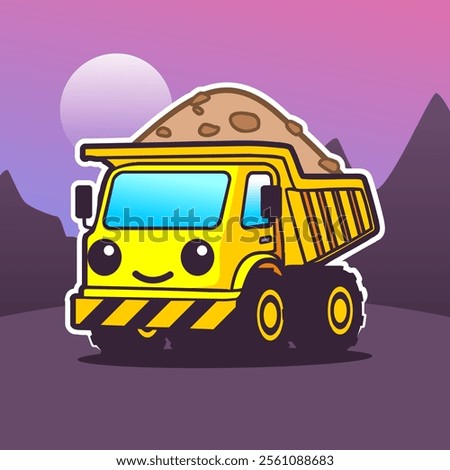 Cute heavy equipment flat cartoon