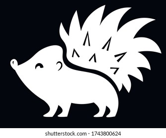 Animales Cute Hedgehog , elementos de diseño aislados de vectores de tiza sobre fondo negro. Concepto de logotipo, tarjetas, impresión 