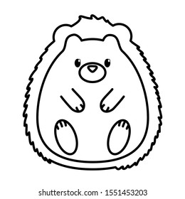 cute hedgehog animal on white background vector illustration thick line