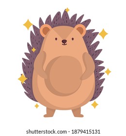 cute hedgehog animal with stars in cartoon design vector illustration