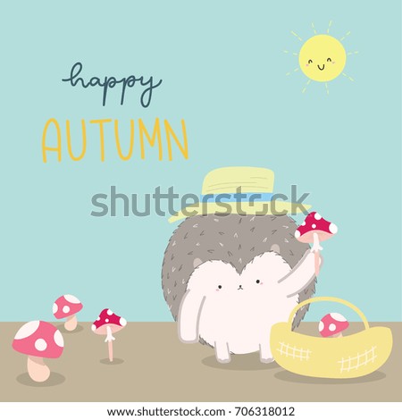 cute hedgehog in autumn