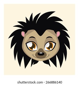 Cute hedgehog avatar with flat colors