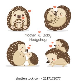 Cute Hedgehog und Baby zum Muttertag. 