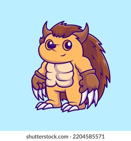 Cute Hedgehog Baby Warrior Cartoon Vector Icon Illustration. Animal Nature Icon Concept Isolated Premium Vector. Flat Cartoon Style