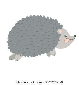 Cute hedgehog in boho style. Simple decor for a festive Christmas and New Years. Vector illustration isolated on white background.
