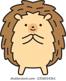 Cute hedgehog cartoon character. Vector illustration in doodle style