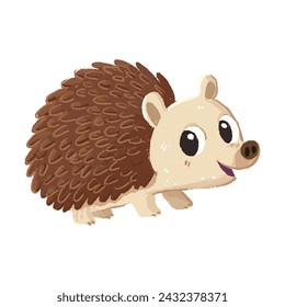 cute hedgehog cartoon in crayon style editable Colorful vector hand drawn illustration for children. baby designs for cards, poster decorations, t-shirt prints, stickers, icons and others