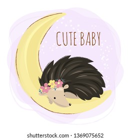 CUTE HEDGEHOG Cartoon Forest Animal Vector Illustration Set