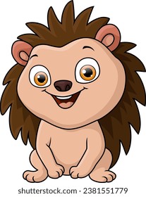 Cute hedgehog cartoon on white background