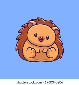 Cute Hedgehog Cartoon Vector Icon Illustration. Animal Nature Icon Concept Isolated Premium Vector. Flat Cartoon Style