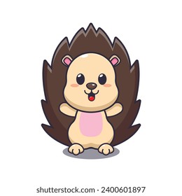 Cute hedgehog cartoon vector illustration. 
Vector cartoon Illustration suitable for poster, brochure, web, mascot, sticker, logo and icon.