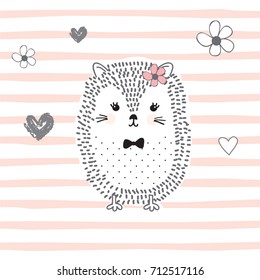 Cute Hedgehog Cartoon Vector Illustration