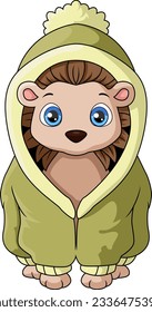 Cute hedgehog cartoon wearing jacket