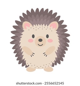 Cute hedgehog character. Forest animal isolated on white background.