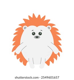 Personagem Hedgehog bonito. Engraçado animal de floresta para cartões postais, revistas, banners. Ilustração de crianças plana vetorial isolada sobre fundo branco