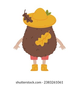 Cute Hedgehog Character in Hat and Shorts Stand Back View Vector Illustration