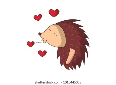 Cute Hedgehog Character Kissing. Vector illustration. isolated on white background.