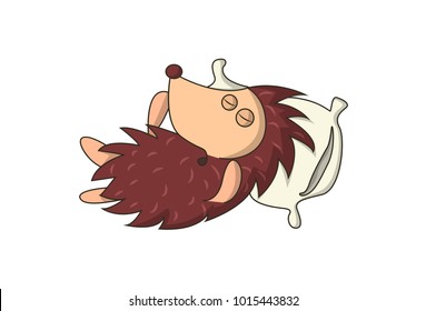 Cute Hedgehog Character Sleeping. Vector illustration. isolated on white background.
