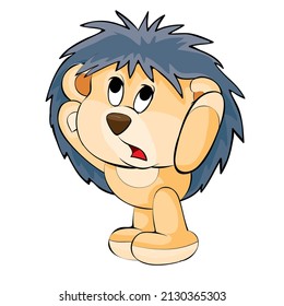 cute hedgehog character standing with arms raised up, cartoon illustration, isolated object on white background, vector, eps