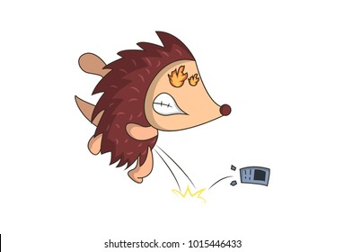 Cute Hedgehog Character . Vector illustration. isolated on white background.