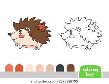Cute libro de coloración de edgehog para niños página para libros, revistas, plantilla de doodle vectorial