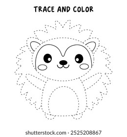 Páginas de coloração de ouriço bonito para crianças. Trace e cor ouriço. Ouriço caem animais vetor. Livro de colorir para crianças. Planilhas de jardim de infância e pré-escola imprimíveis para crianças. Animais da floresta de outono.