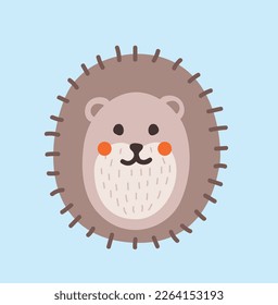 Cute hedgehog concept. Animal with needles, forest dweller. Toy or mascot for children. Sticker for social networks and instant messengers. Cartoon flat vector illustration