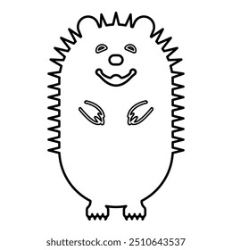 Cute hedgehog contour outline line icon black color vector illustration image thin flat style