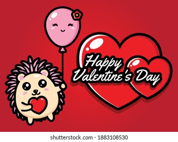 cute hedgehog design with valentine's day wishes