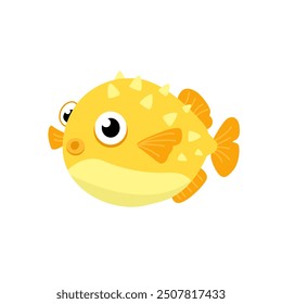 Cute hedgehog fish character. 
Hedgehog fish cartoon vector illustration art. Ocean sea urchin animal funny kids flat design. Simple comic cute drawing for children. Happy marine animal of underwater 