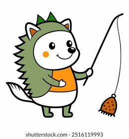Uma Ilustração Vetor De Pesca De Ouriço Bonito