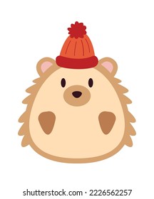 Icono de hedgehg liso Funny decoración animal de invierno