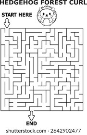 Cute hedgehog forest curl maze activity for kids