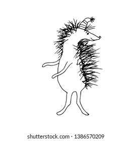 Cute hedgehog. Hand drawn vector illustration.