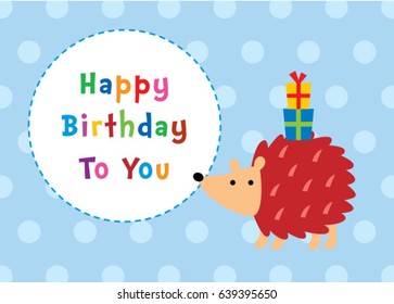 cute hedgehog happy birthday greeting card vector