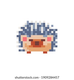 Hedgehog-Kopf in Form eines quadratischen Pixelkunstsymbol. Elementdesign für Aufkleber, Logo, Stickerei, mobile App. Einzige Vektorgrafik.