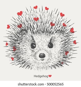 cute hedgehog with hearts on edge