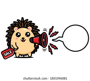 cute hedgehog holding a megaphone