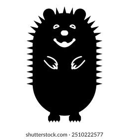 Cute hedgehog icon black color vector illustration image flat style