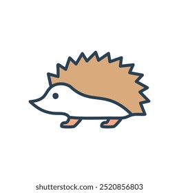 Cute hedgehog illustration. Adorable cartoon hedgehog with brown spines and small legs. Perfect for children's books or educational resources.