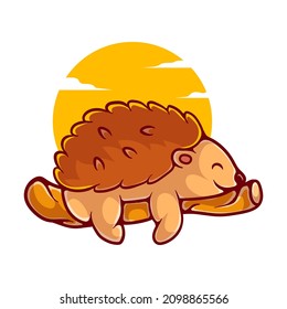 cute hedgehog illustration. Suitable for mascot designs, t-shirts, and more about cute hedgehogs