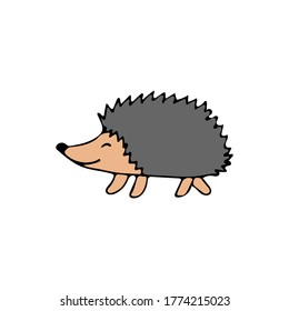 Cute hedgehog illustration in vector. Isolated hedgehog  icon isolated on white