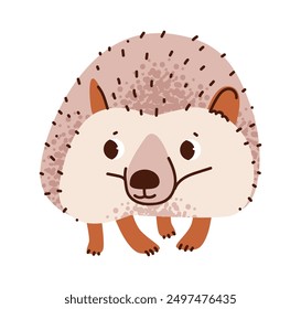 Cute hedgehog isolated on white background. A small forest thorny animal. Flat vector illustration.