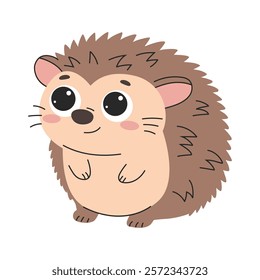 Cute hedgehog isolated on white background. Vector illustration in flat style.