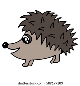 Cute hedgehog isolated on the white background. For coloring book and other child design.