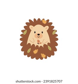 cute hedgehog with leaf accessories animal