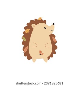 cute hedgehog with leaf accessories cartoon