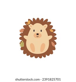 cute hedgehog with leaf accessories fall